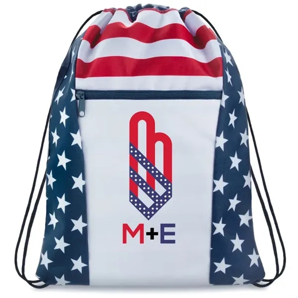 Custom American Flag Drawstring Tote Bags - Custom American Flag Drawstring Tote Bags - Image 1 of 2