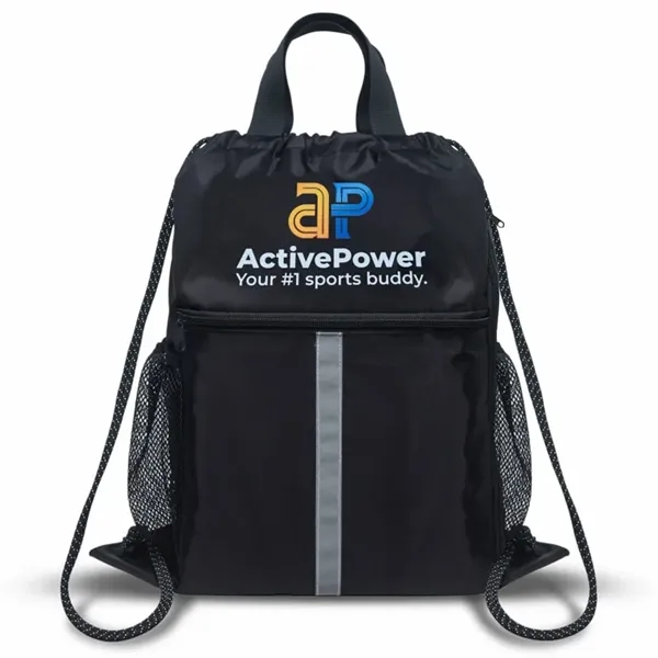 Drawstring Sports Backpack Bags With Bottle Holders - Drawstring Sports Backpack Bags With Bottle Holders - Image 2 of 2