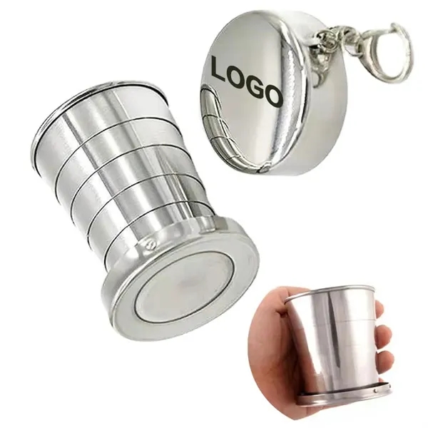 2.5oz Stainless Steel Folding Telescopic Water Cup - 2.5oz Stainless Steel Folding Telescopic Water Cup - Image 0 of 1