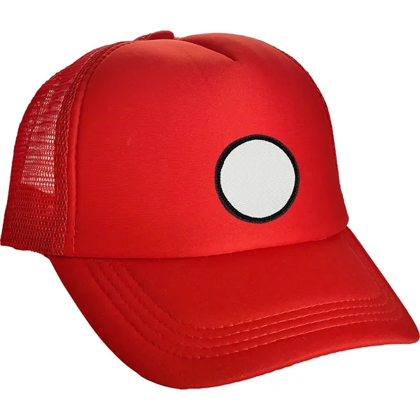 Colorful Foam Embroidered Emblem Trucker Hat - Colorful Foam Embroidered Emblem Trucker Hat - Image 10 of 12
