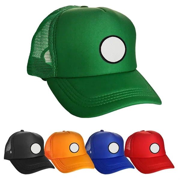 Colorful Foam Embroidered Emblem Trucker Hat - Colorful Foam Embroidered Emblem Trucker Hat - Image 7 of 12