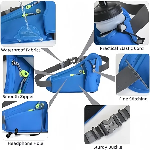 Running Waist Pack Hold Water Bottles Outdoor Sport Hiking - Running Waist Pack Hold Water Bottles Outdoor Sport Hiking - Image 3 of 4