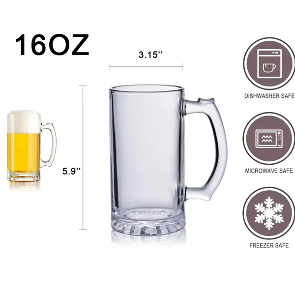 Stout 16oz Glass Mugs Beer Steins With Handle - Stout 16oz Glass Mugs Beer Steins With Handle - Image 0 of 2