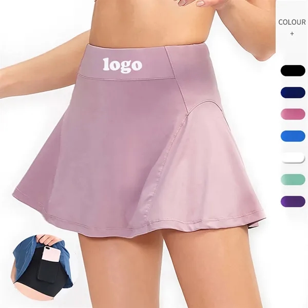 Tennis Skirt With Inner Short And Pocket - Tennis Skirt With Inner Short And Pocket - Image 0 of 6