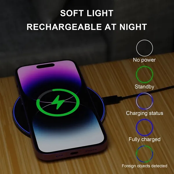 Qi 15W Light Up Wireless Charging Pad - Qi 15W Light Up Wireless Charging Pad - Image 6 of 6