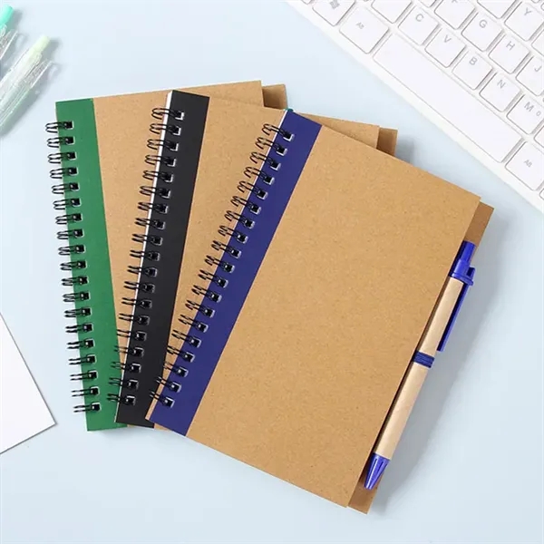 Spiral Kraft Hard Cover Notebook Journal W/Ballpoint Pen - Spiral Kraft Hard Cover Notebook Journal W/Ballpoint Pen - Image 2 of 2