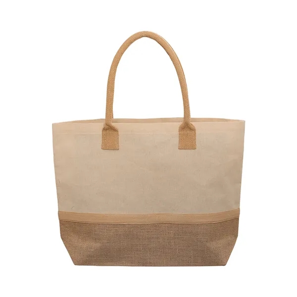 Wanderlust Laminated Jute & Canvas Tote Bag - Wanderlust Laminated Jute & Canvas Tote Bag - Image 1 of 1