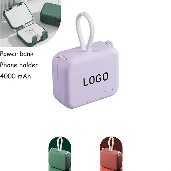 ABS Multifunctional Portable 4000mAh Power Bank Phone Holder - ABS Multifunctional Portable 4000mAh Power Bank Phone Holder - Image 0 of 2