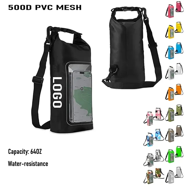 Waterproof PVC 2L Lightweight Boat Dry Bag With Phone Pouch - Waterproof PVC 2L Lightweight Boat Dry Bag With Phone Pouch - Image 0 of 2