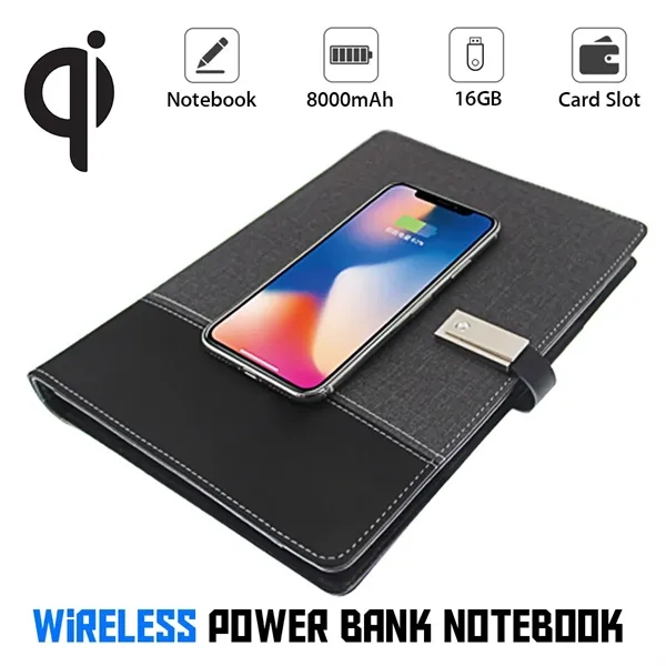 A5 Multifunctional Wireless Charging Notebook 16GB USB Drive - A5 Multifunctional Wireless Charging Notebook 16GB USB Drive - Image 1 of 4