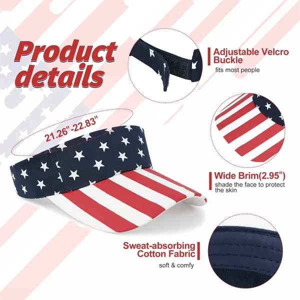 American Flag Sun Visor Hat - American Flag Sun Visor Hat - Image 5 of 6