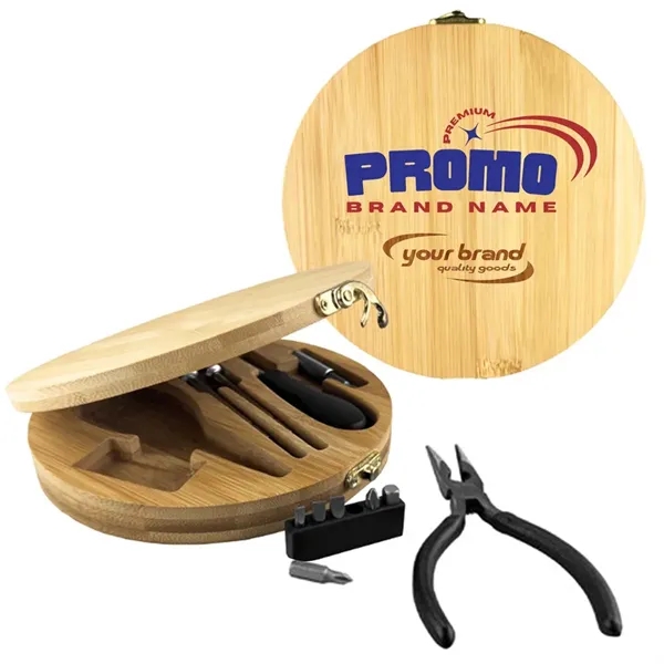Bamboo Case Pliers Screwdrivers Tool Set - Bamboo Case Pliers Screwdrivers Tool Set - Image 0 of 2