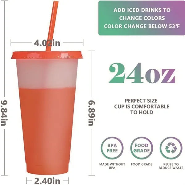 24oz Colour Changing Cup Tumbler with Lid and Straw - 24oz Colour Changing Cup Tumbler with Lid and Straw - Image 1 of 4