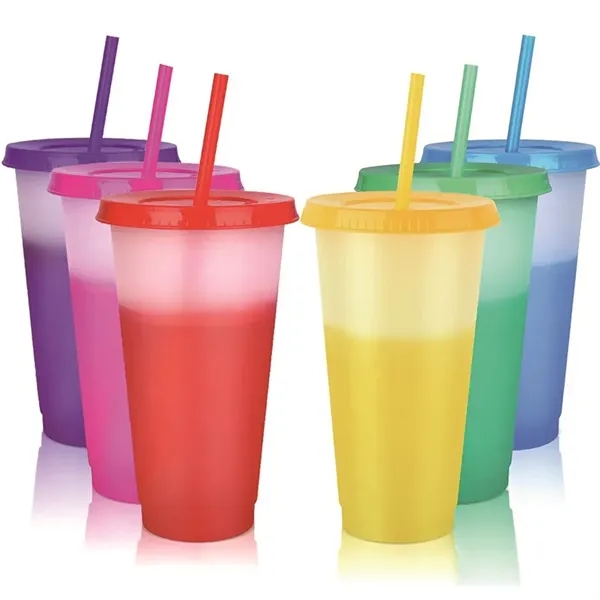 24oz Colour Changing Cup Tumbler with Lid and Straw - 24oz Colour Changing Cup Tumbler with Lid and Straw - Image 3 of 4