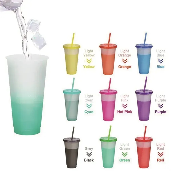 24oz Colour Changing Cup Tumbler with Lid and Straw - 24oz Colour Changing Cup Tumbler with Lid and Straw - Image 4 of 4