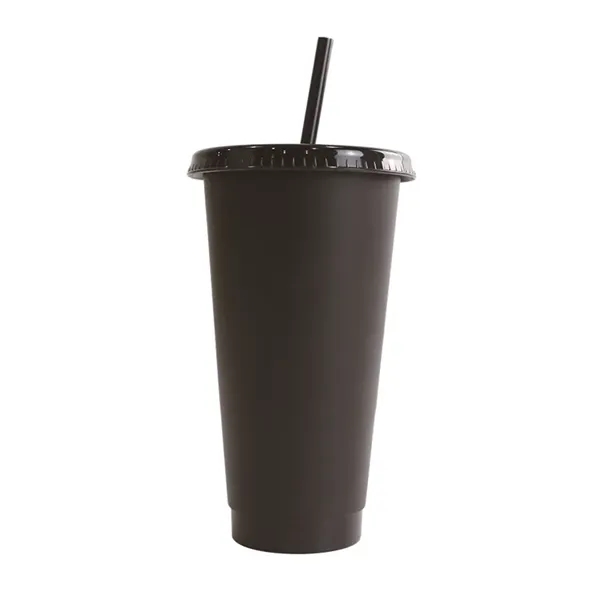 24oz Plastic Matte Black Tumbler Cup with Straw and Lid - 24oz Plastic Matte Black Tumbler Cup with Straw and Lid - Image 1 of 4