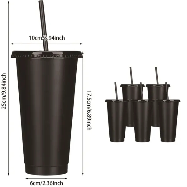 24oz Plastic Matte Black Tumbler Cup with Straw and Lid - 24oz Plastic Matte Black Tumbler Cup with Straw and Lid - Image 2 of 4