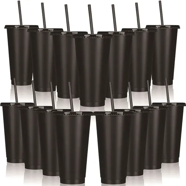 24oz Plastic Matte Black Tumbler Cup with Straw and Lid - 24oz Plastic Matte Black Tumbler Cup with Straw and Lid - Image 4 of 4