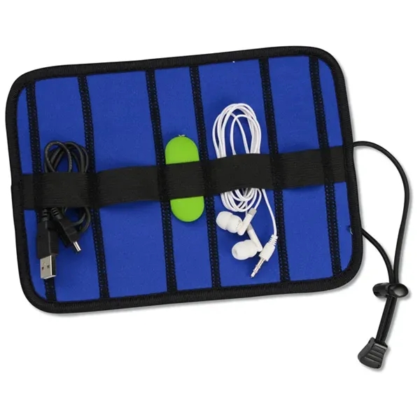Neoprene Roll-Up Travel Tech Case, Foldable Organizer Pouch - Neoprene Roll-Up Travel Tech Case, Foldable Organizer Pouch - Image 2 of 3