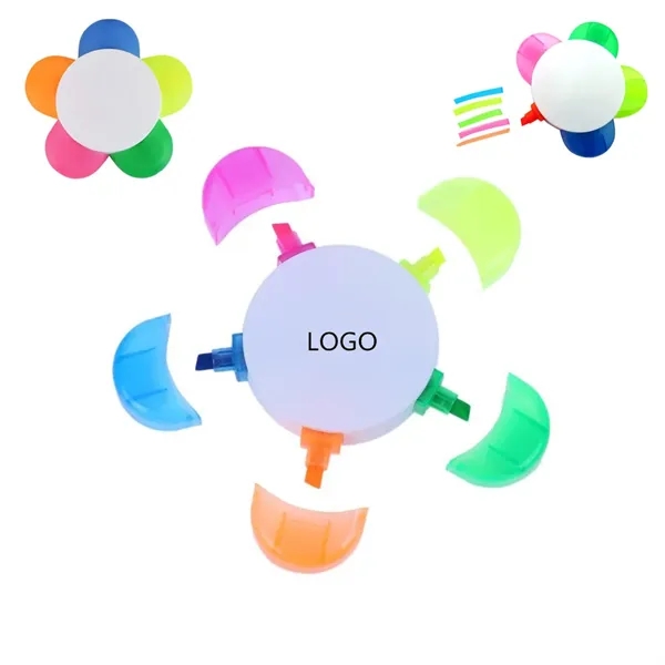 5-in-1 Flower Shape Fluorescent Highlighter - 5-in-1 Flower Shape Fluorescent Highlighter - Image 0 of 3