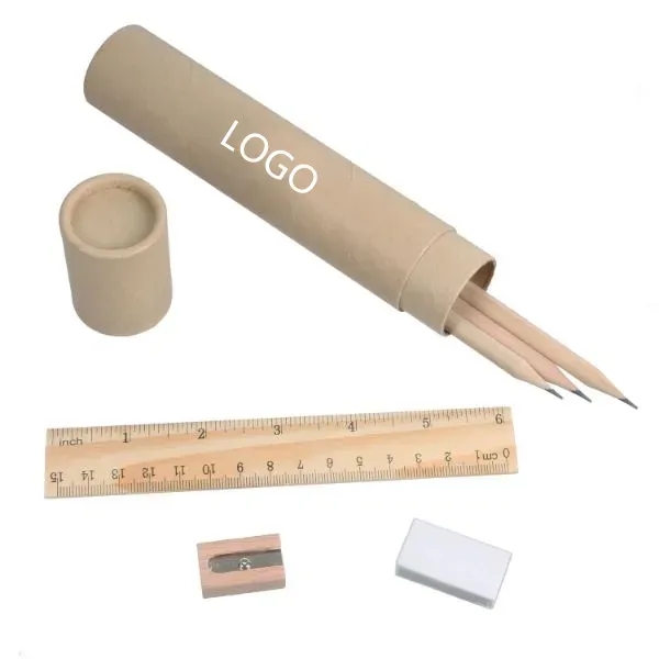 6 Piece Eco-friendly Recycled Paper Pencil Stationery Set - 6 Piece Eco-friendly Recycled Paper Pencil Stationery Set - Image 0 of 2