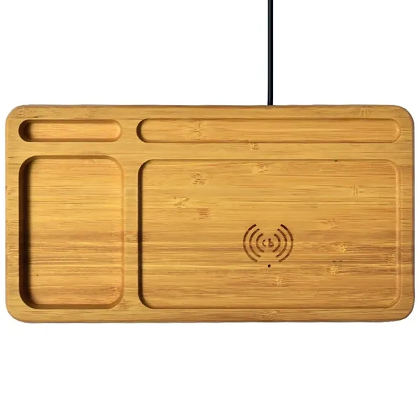 2 1 Wireless Charging Wood Tray Desktop Organizer - 2 1 Wireless Charging Wood Tray Desktop Organizer - Image 0 of 3