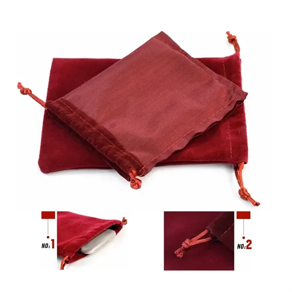 3.9x4.7 Inch Fiber Suede Drawstring Bag - 3.9x4.7 Inch Fiber Suede Drawstring Bag - Image 2 of 3