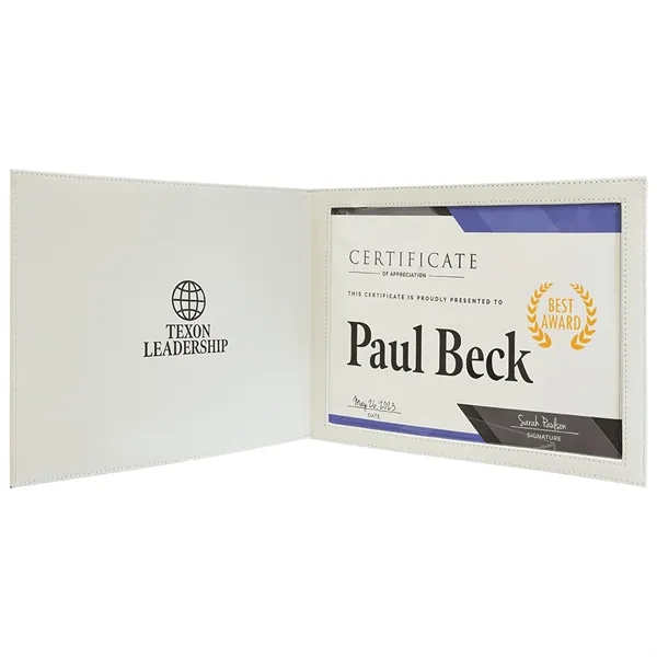 White Leatherette Certificate Holder - White Leatherette Certificate Holder - Image 3 of 3