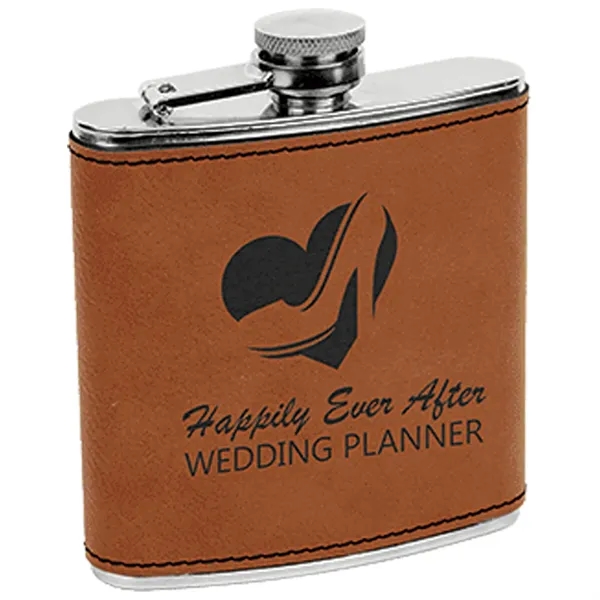 Stainless Steel Rawhide Leatherette Flask - Stainless Steel Rawhide Leatherette Flask - Image 0 of 2