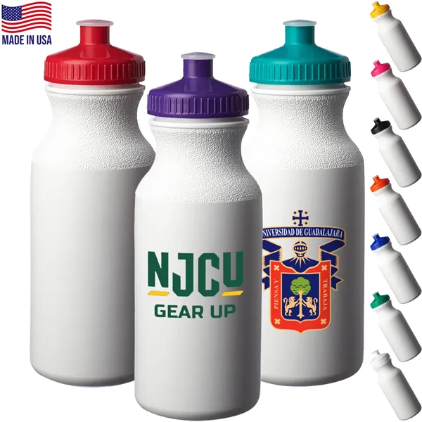 20 oz. White Plastic Water Bottles w/ Push Cap - 20 oz. White Plastic Water Bottles w/ Push Cap - Image 0 of 12