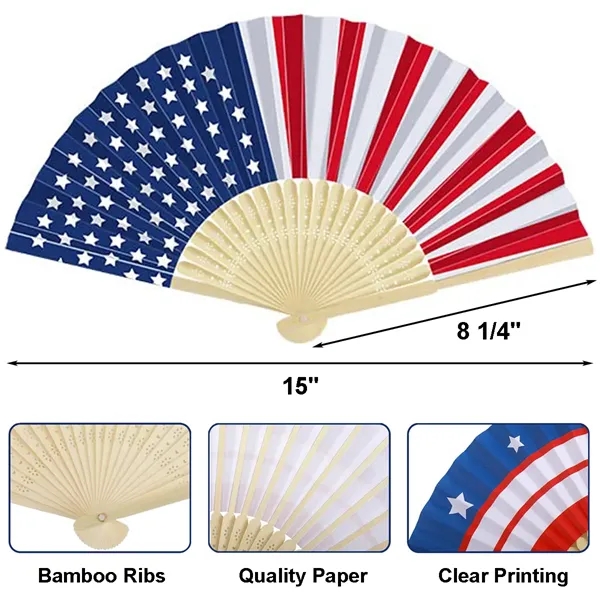 American Flag Folding Handheld Paper Fans - American Flag Folding Handheld Paper Fans - Image 1 of 2