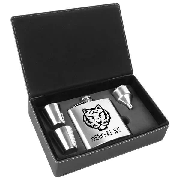 6oz Stainless Steel Flask Gift Set - 6oz Stainless Steel Flask Gift Set - Image 0 of 3