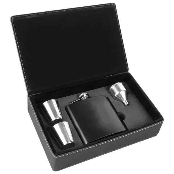6oz Black Stainless Steel Flask Gift Set - 6oz Black Stainless Steel Flask Gift Set - Image 3 of 3
