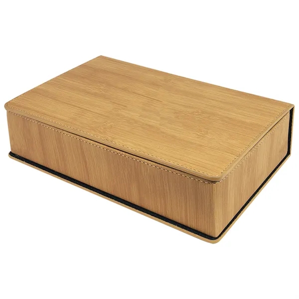 Stainless Steel Bamboo Leatherette Flask Gift Set - Stainless Steel Bamboo Leatherette Flask Gift Set - Image 2 of 3