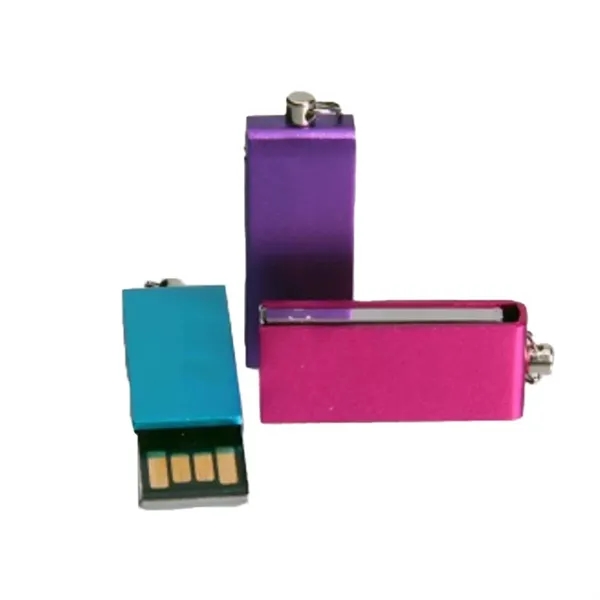 Compact Swivel Metal USB Drive with Keychain - Compact Swivel Metal USB Drive with Keychain - Image 1 of 3