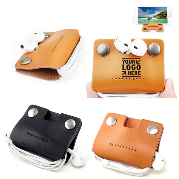 3 in 1 Leather Handmade Earbud Headphone Cord Organizer - 3 in 1 Leather Handmade Earbud Headphone Cord Organizer - Image 1 of 1