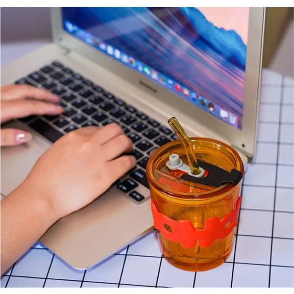 12oz Glass Tumbler Insulated Water Cup With Lid And Straw - 12oz Glass Tumbler Insulated Water Cup With Lid And Straw - Image 3 of 5