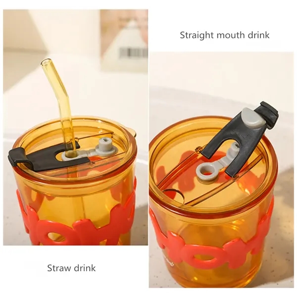 12oz Glass Tumbler Insulated Water Cup With Lid And Straw - 12oz Glass Tumbler Insulated Water Cup With Lid And Straw - Image 4 of 5