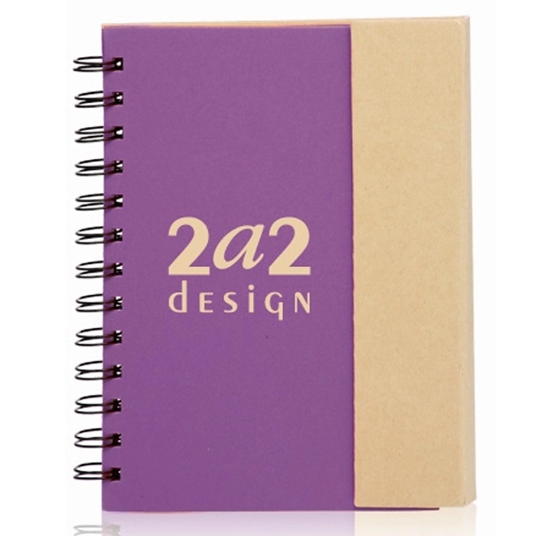 5.25 x 7 in. Eco flip top notebook with sticky notes Plum Grove