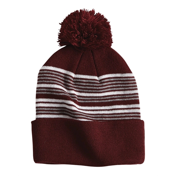 Sportsman 12" Striped Pom-Pom Cuffed Beanie - Sportsman 12" Striped Pom-Pom Cuffed Beanie - Image 2 of 18