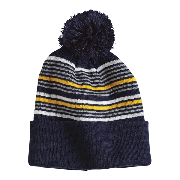 Sportsman 12" Striped Pom-Pom Cuffed Beanie - Sportsman 12" Striped Pom-Pom Cuffed Beanie - Image 3 of 18