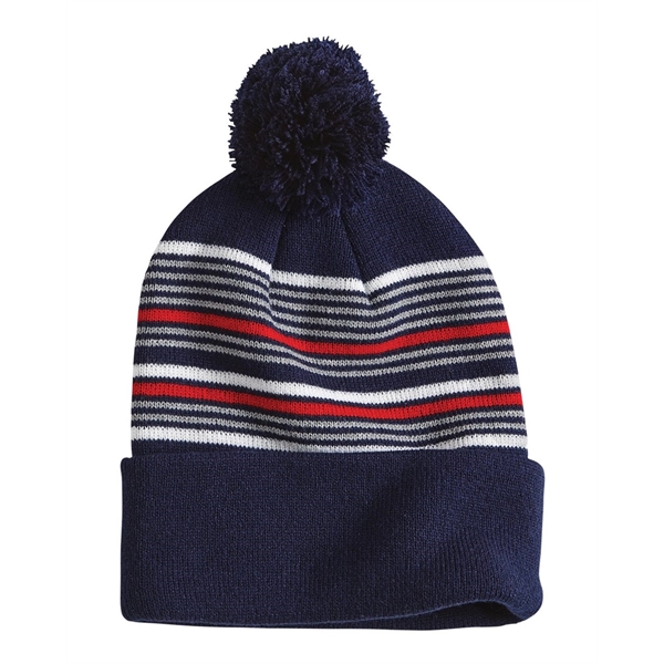 Sportsman 12" Striped Pom-Pom Cuffed Beanie - Sportsman 12" Striped Pom-Pom Cuffed Beanie - Image 4 of 18