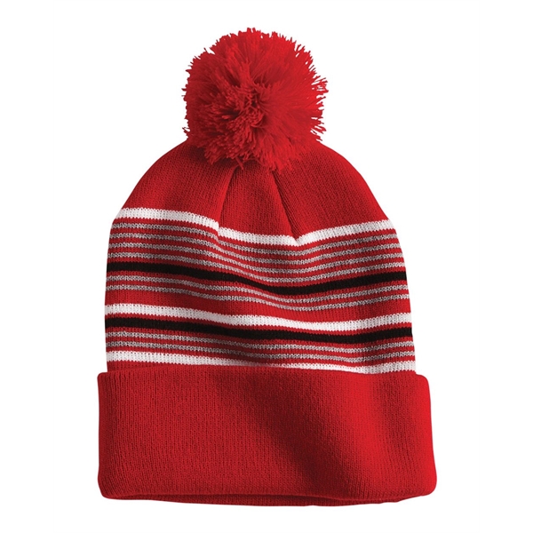 Sportsman 12" Striped Pom-Pom Cuffed Beanie - Sportsman 12" Striped Pom-Pom Cuffed Beanie - Image 5 of 18