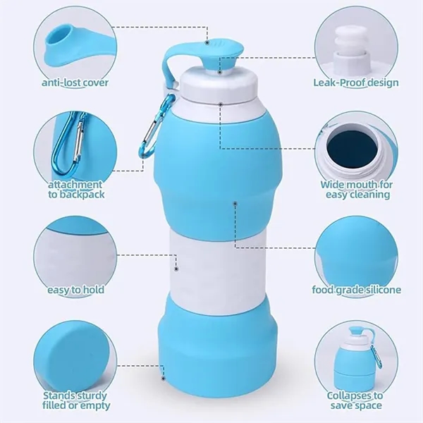 Collapsible Water Bottles Leak-Proof Reusable Silicone Sport - Collapsible Water Bottles Leak-Proof Reusable Silicone Sport - Image 2 of 4