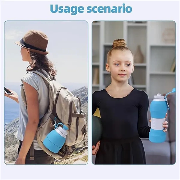 Collapsible Water Bottles Leak-Proof Reusable Silicone Sport - Collapsible Water Bottles Leak-Proof Reusable Silicone Sport - Image 4 of 4