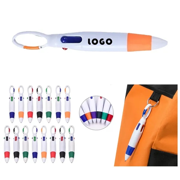 Anti-Lost Push-Button Carabiner Four-Color Pen - Anti-Lost Push-Button Carabiner Four-Color Pen - Image 0 of 1