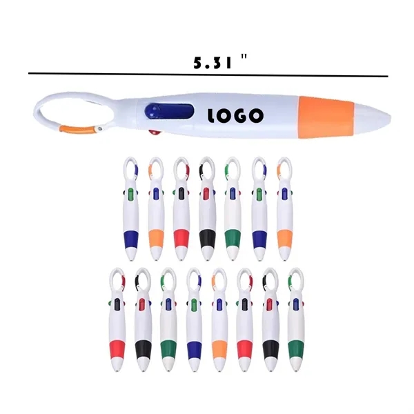 Anti-Lost Push-Button Carabiner Four-Color Pen - Anti-Lost Push-Button Carabiner Four-Color Pen - Image 1 of 1