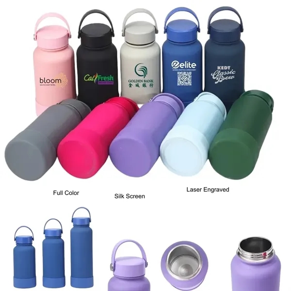 40 oz Insulated Water Bottles with Handle Lid Rubber Boot - 40 oz Insulated Water Bottles with Handle Lid Rubber Boot - Image 0 of 30
