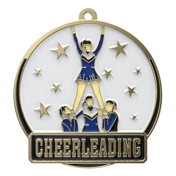 2" Bright Gold Cheerleader High Tech Medallion - 2" Bright Gold Cheerleader High Tech Medallion - Image 0 of 2