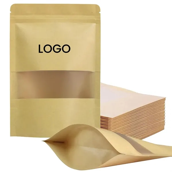 Stand Up Kraft Paper Bags with Window - Stand Up Kraft Paper Bags with Window - Image 1 of 4